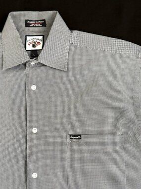 Faconnable Mens Dress Shirt Large Gray Check 100% Cotton NWOT